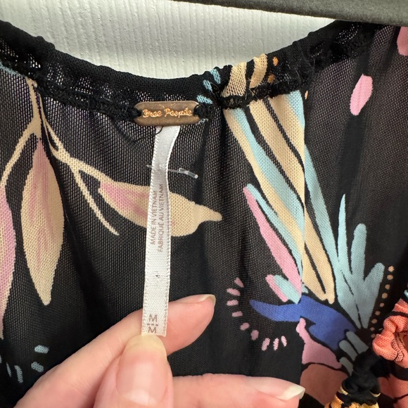 Free People Black Floral Blouse - Picture 4 of 5